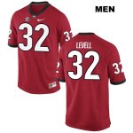 Men's Georgia Bulldogs NCAA #32 Kyle Levell Nike Stitched Red Authentic College Football Jersey ZAS8454QT